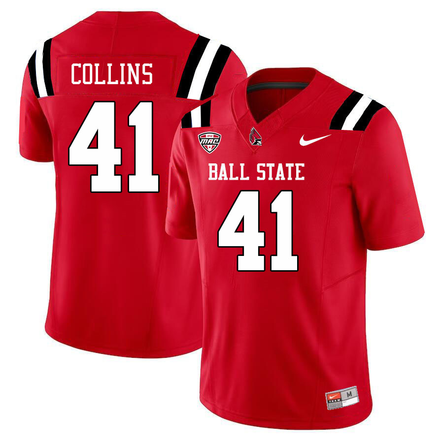 Ball State Cardinals #41 Leo Collins College Football Jerseys Stitched Sale-Cardinal